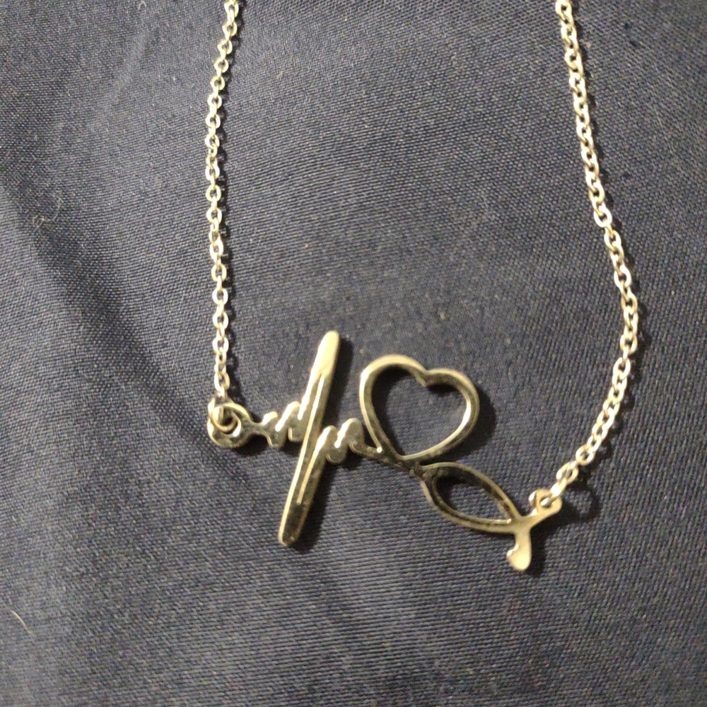 Heart pulse fish Necklace